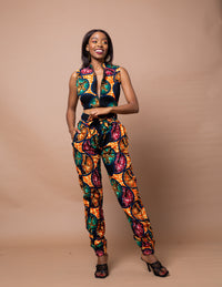 Aladi Ankara High Waisted Trouser | Yellow and Blue African Print