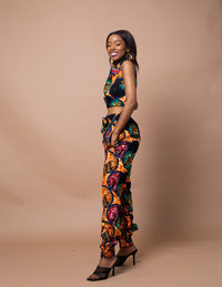 Aladi Ankara High Waisted Trouser | Yellow and Blue African Print