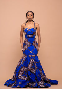 Ruby Ankara Maxi Dress | Blue Maxi Dress