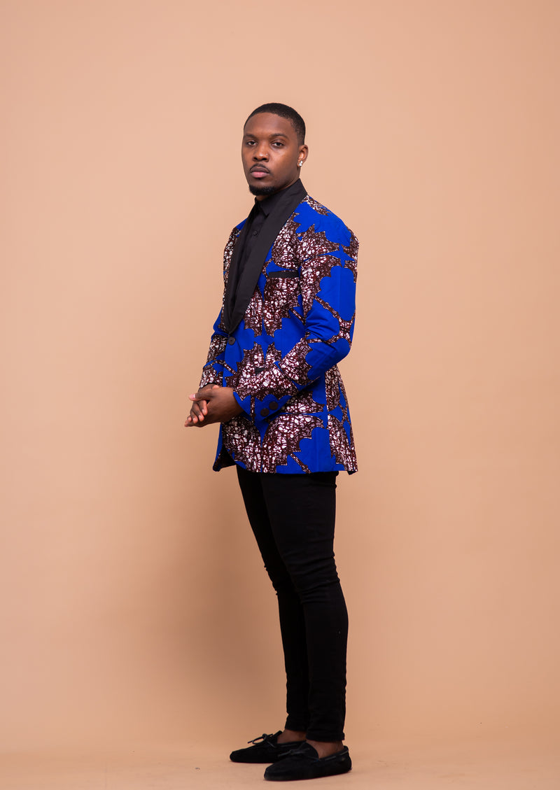 Caleb Ankara Men Blazer | Blue African Print