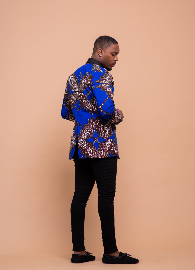 Caleb Ankara Men Blazer | Blue African Print