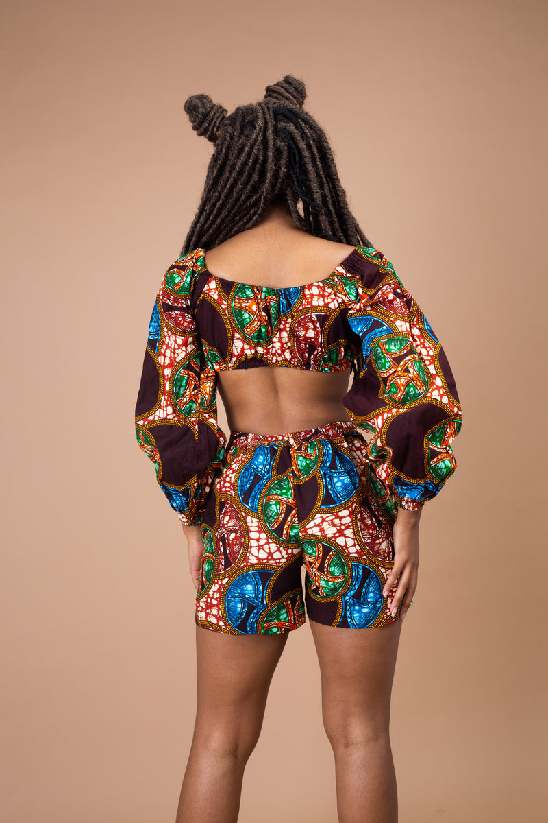 Tammi Ankara Shorts | Brown and Blue African Print