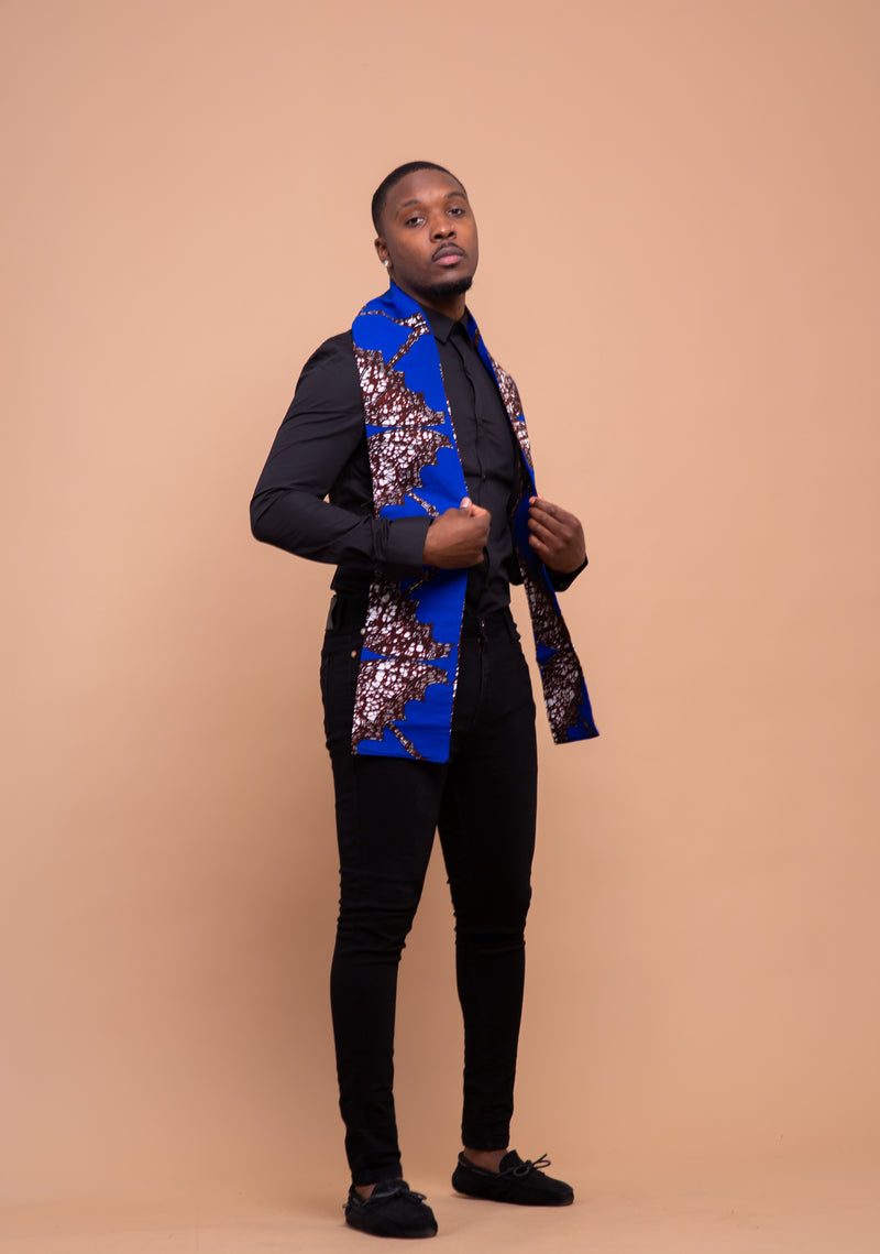 Caleb Ankara Neck Scarf for Men | Blue African Print