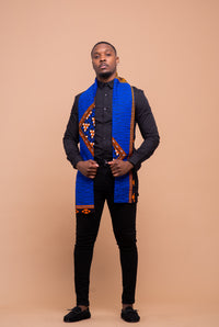 Carter Ankara Neck Scarf for Men | Blue African Print