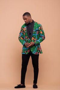 Cooper Ankara Men Blazer | Green African Print