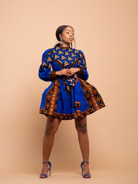 Anny Ankara Midi Dress | Blue African Print