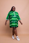 Abiola Ankara Tunic Shirt Dress | Green African Print