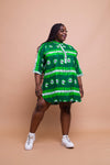 Abiola Ankara Tunic Shirt Dress | Green African Print