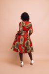 Ella Ankara Button Down Shirt Dress | Red African Print