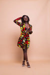 Tessy Ankara Long Jacket | Yellow and Red African Print