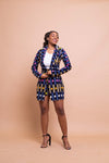 Tanya Ankara long Jacket | Black and Blue African Print