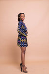 Tanya Ankara long Jacket | Black and Blue African Print