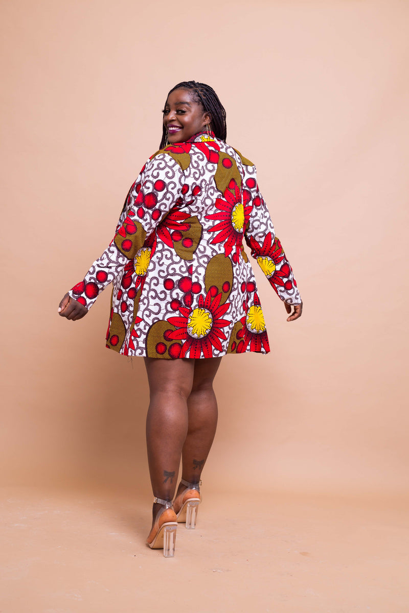 Tara Ankara Jacket | Pink and White African Print