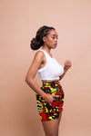 Tessy Ankara High Waisted Shorts | Yellow and Red African Print