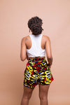 Tessy Ankara High Waisted Shorts | Yellow and Red African Print