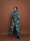 Kamsy Ankara Jumpsuit | Blue and Brown African Print