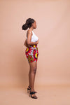 Tara Ankara High Waisted Shorts | Pink and White African Print