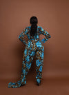 Kamsy Ankara Jumpsuit | Blue and Brown African Print