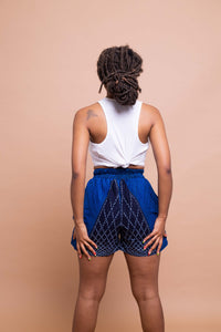 Tina Ankara High Waisted Shorts | Blue African Print