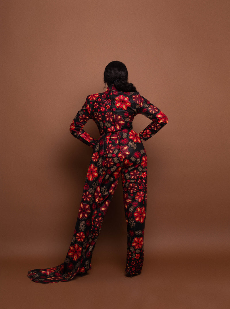 Kemi Ankara Jumpsuit | Black and Red African Print