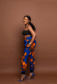 Augusta Ankara High Waisted Trouser | Blue and Orange African Print