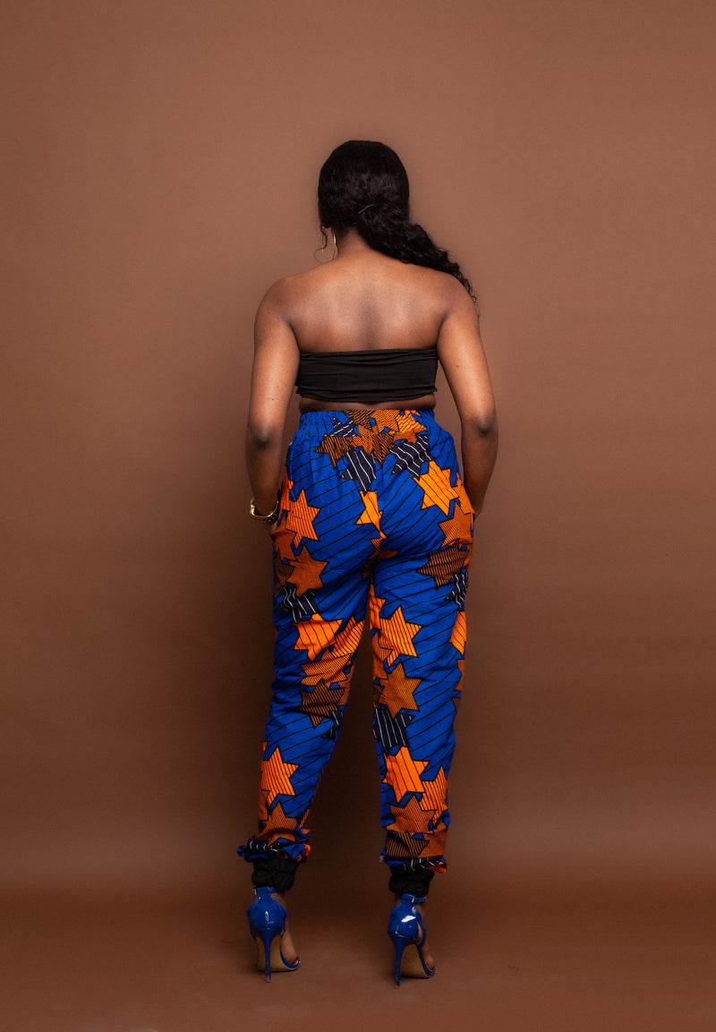 Augusta Ankara High Waisted Trouser | Blue and Orange African Print