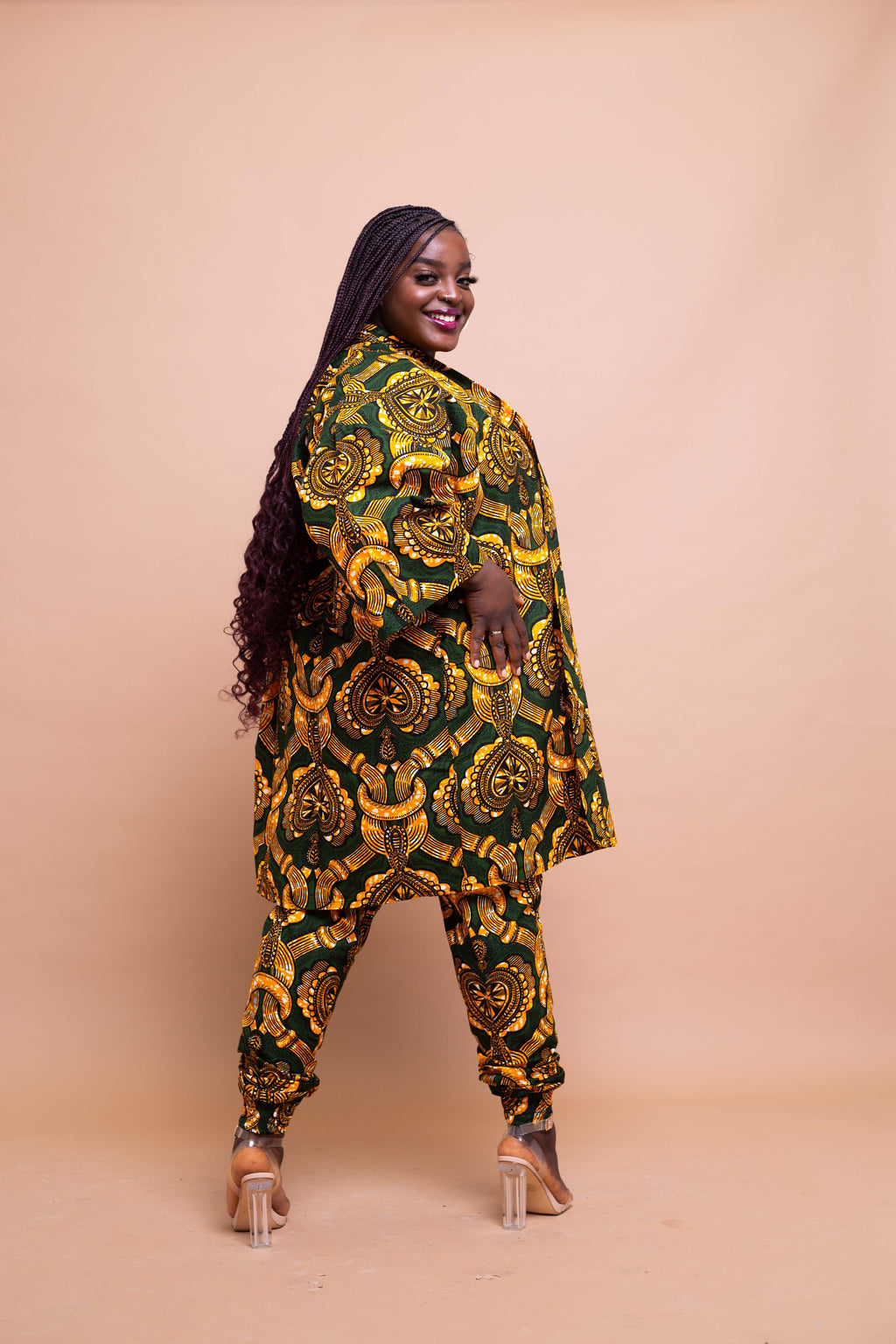 Amara Ankara Kimono Jacket | Yellow and Green African Print