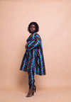 Agnes Ankara Short Kimono Jacket | Blue and Pink Multicoloured African Print