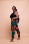 Akan Ankara High Waisted Trouser | Green African Print