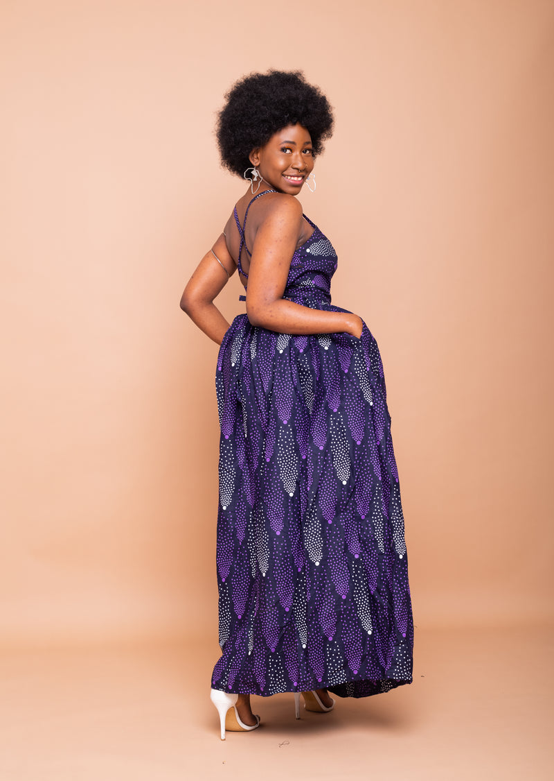 Dara Ankara Maxi Dress | Purple African Print