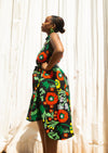 Zinny Ankara Sleeveless Dress | Green and Red African Print