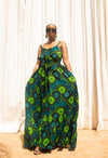 Maya Ankara Maxi Dress | Green African Print