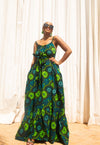 Maya Ankara Maxi Dress | Green African Print