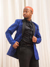 Chris Ankara Men Blazer | Blue and Black African Print