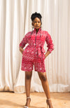 Rume Ankara Playsuit | Red and White African Print