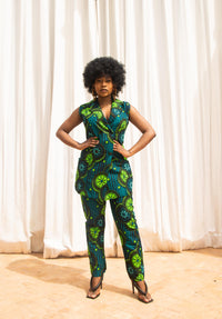 Beverly Ankara Jacket | Green African Print