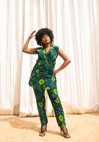 Beverly Ankara Jacket | Green African Print