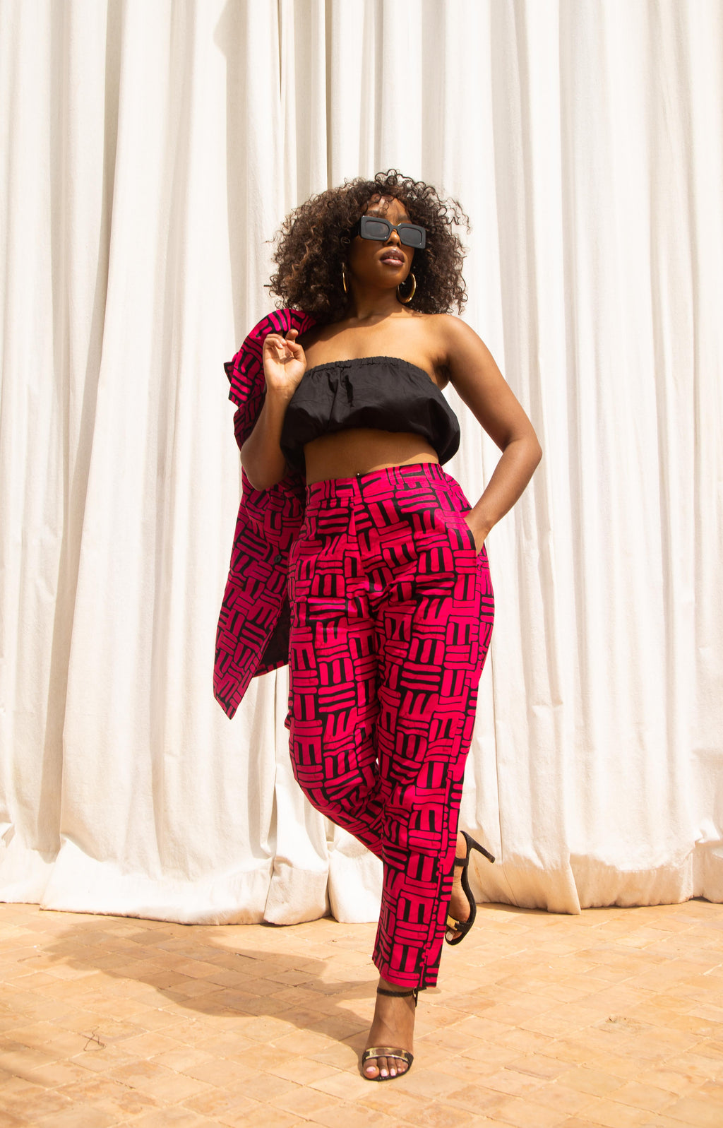 Bibi Ankara High Waisted Trouser | Pink African Print
