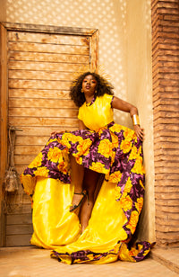 Raisa Ankara Maxi Dress | Yellow African Print