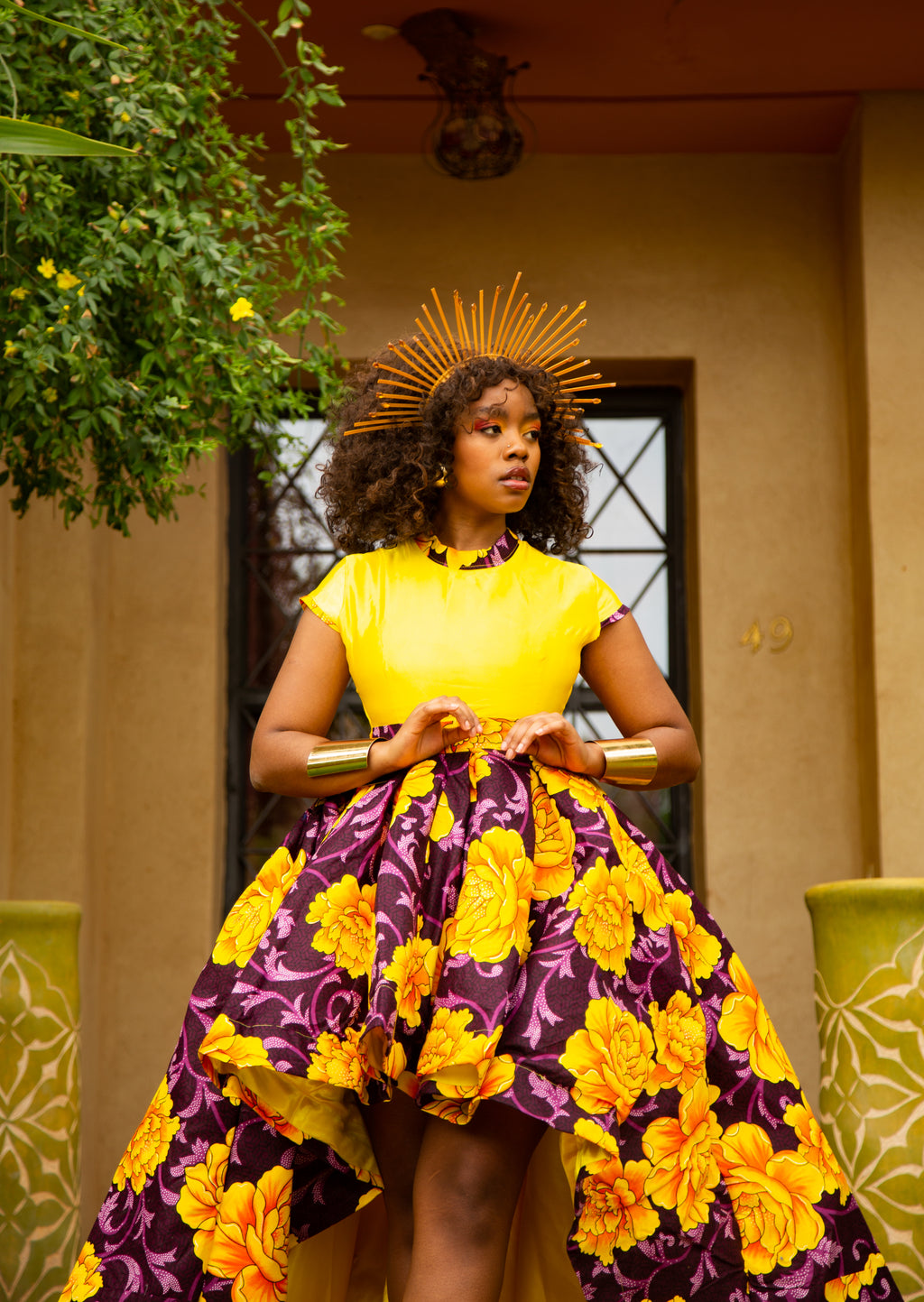 Raisa Ankara Maxi Dress | Yellow African Print