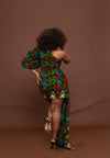 Faye Ankara Short Mini Dress | Green and Red MultiColoured African Print