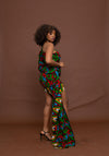 Faye Ankara Short Mini Dress | Green and Red MultiColoured African Print