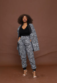 Adora Adire High waisted Trouser | Black and White African Print