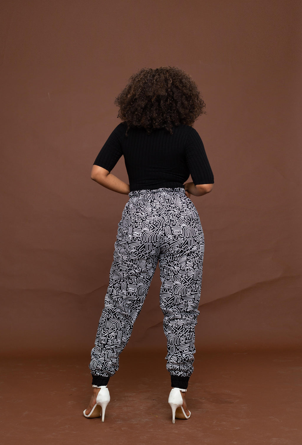 Adora Adire High waisted Trouser | Black and White African Print