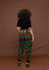 Anika High Waisted Trouser | Red and Green Multicoloured African Print