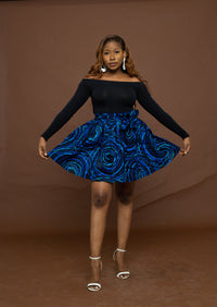 Uku Ankara Short Mini Skirt | Blue African Print