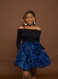 Uku Ankara Short Mini Skirt | Blue African Print