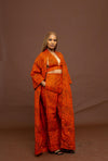 Gelly Ankara Long Kimono Jacket | Orange African Print