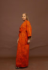 Gelly Ankara Long Kimono Jacket | Orange African Print