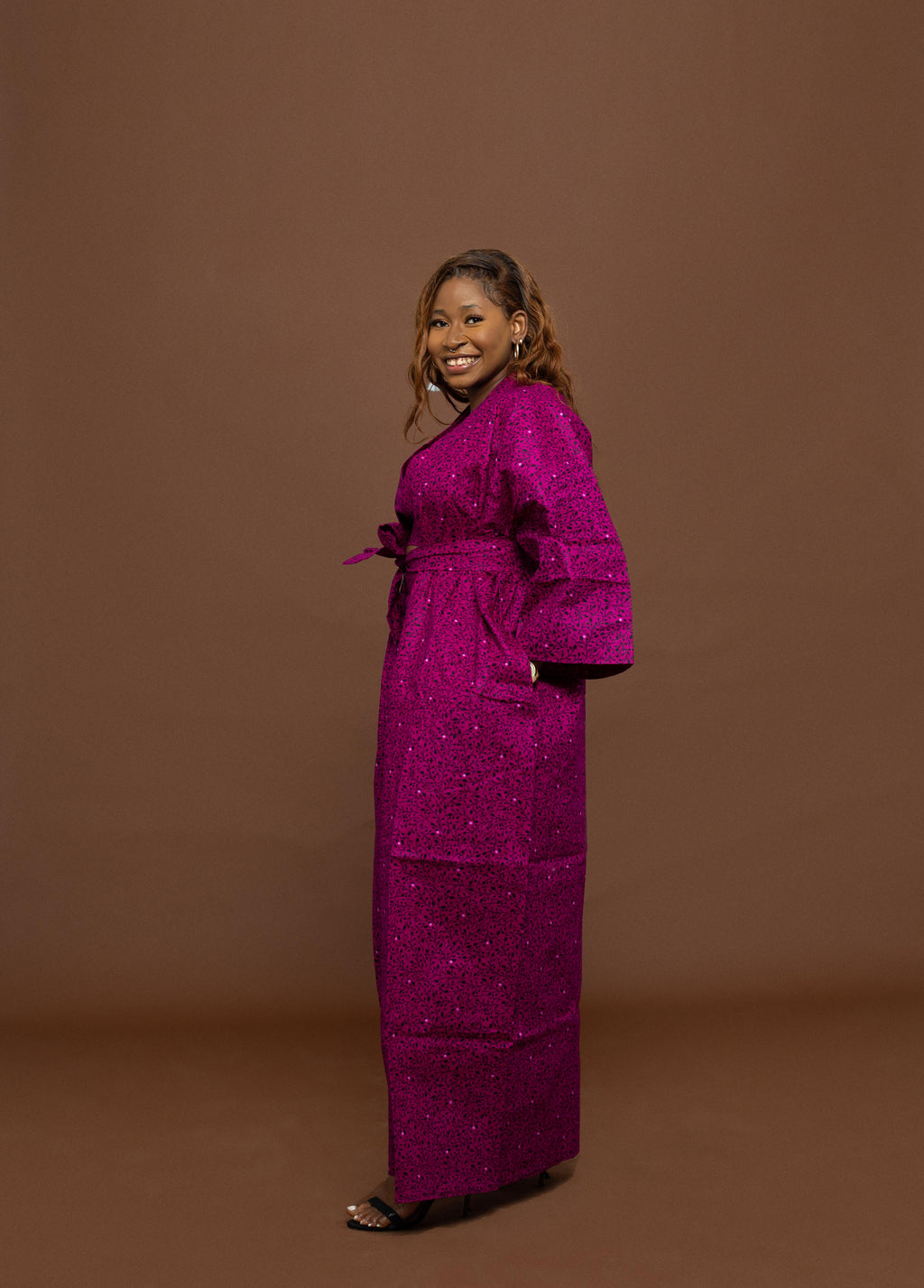 Gracie Ankara Kimono Jacket | Fuchsia Pink African Print